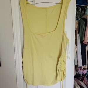 Anthropologie Yellow Ruched Sleeveless Tank Top